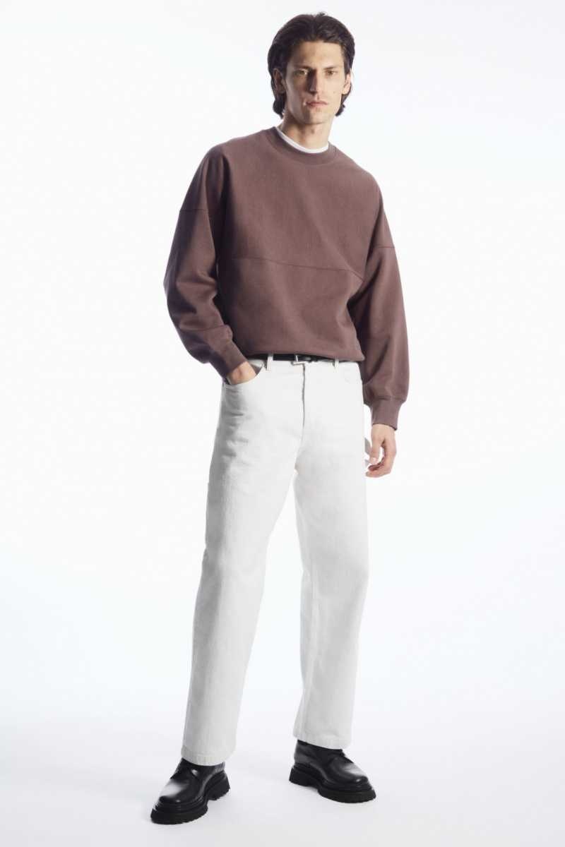 COS Oversized Exposed-Seam Sweatshirts Herren Lila | 1348-VDWFR