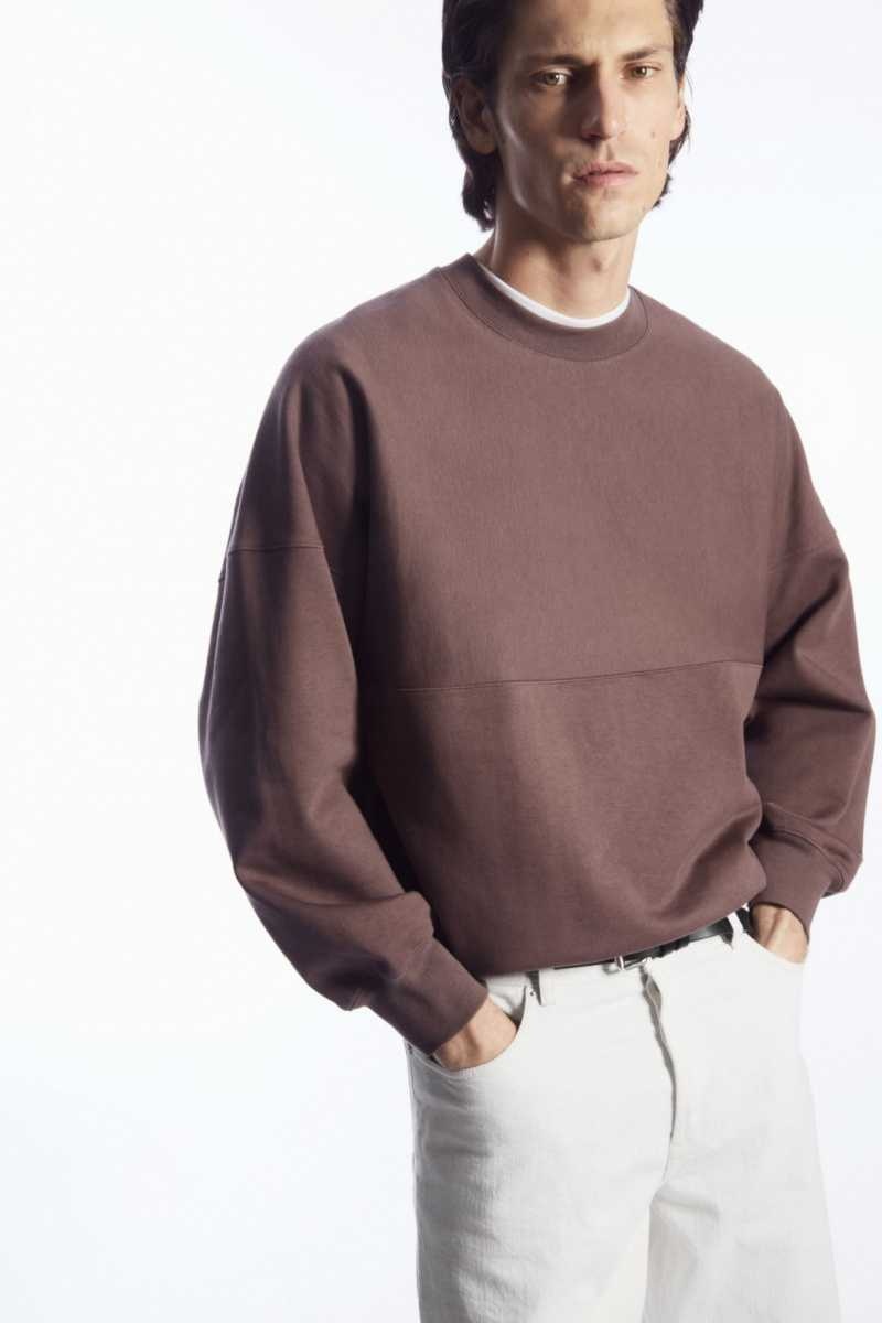 COS Oversized Exposed-Seam Sweatshirts Herren Lila | 1348-VDWFR