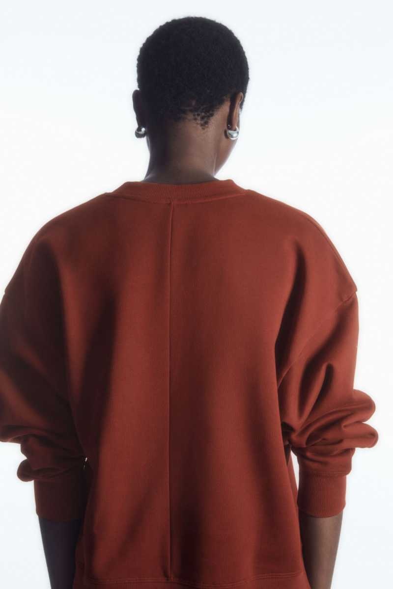 COS Oversized Fleece-Back Sweatshirts Damen Braun | 9125-BNEYG