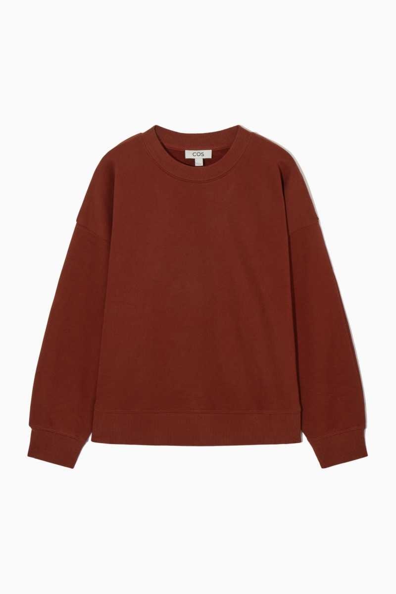 COS Oversized Fleece-Back Sweatshirts Damen Braun | 9125-BNEYG