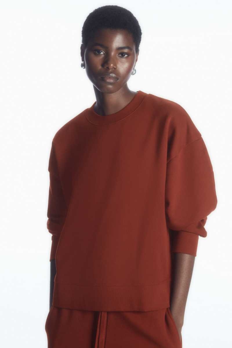 COS Oversized Fleece-Back Sweatshirts Damen Braun | 9125-BNEYG