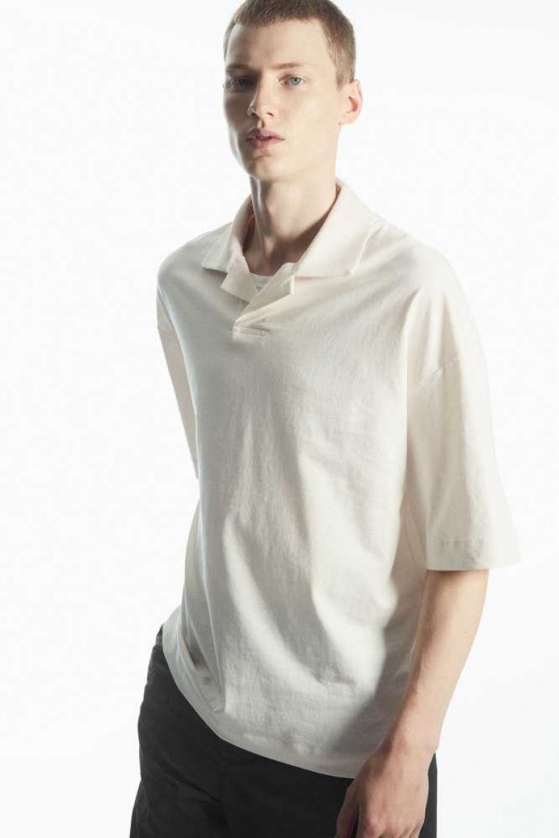 COS Oversized Open-Collar Polo-Shirt T-shirts Herren | 7839-QBUNE