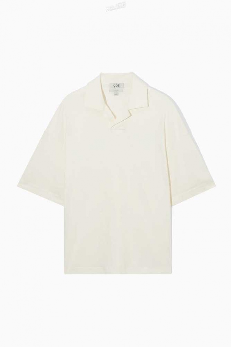 COS Oversized Open-Collar Polo-Shirt T-shirts Herren | 7839-QBUNE