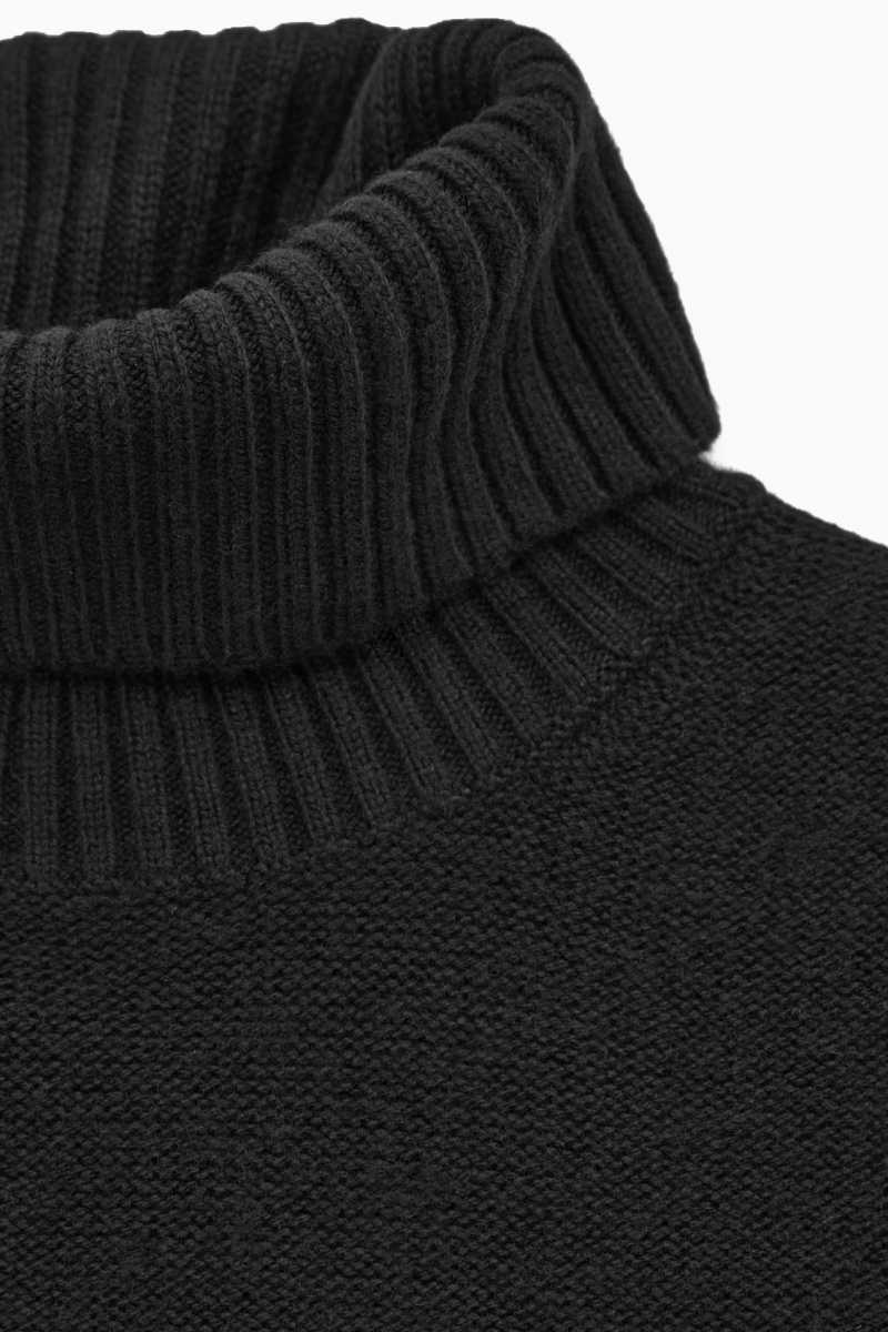 COS Oversized Wolle Roll-Neck Pullover Damen Schwarz | 1562-OFAZR