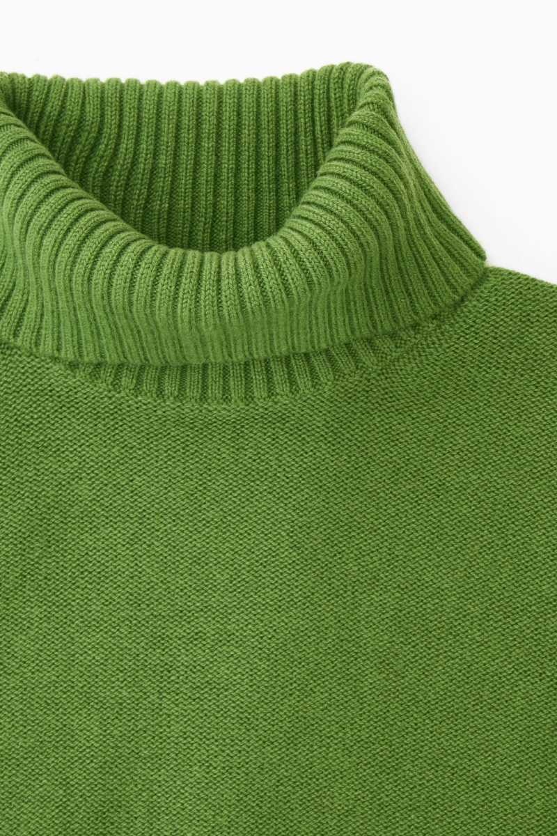 COS Oversized Wolle Roll-Neck Pullover Damen Grün | 5321-ZWTFP