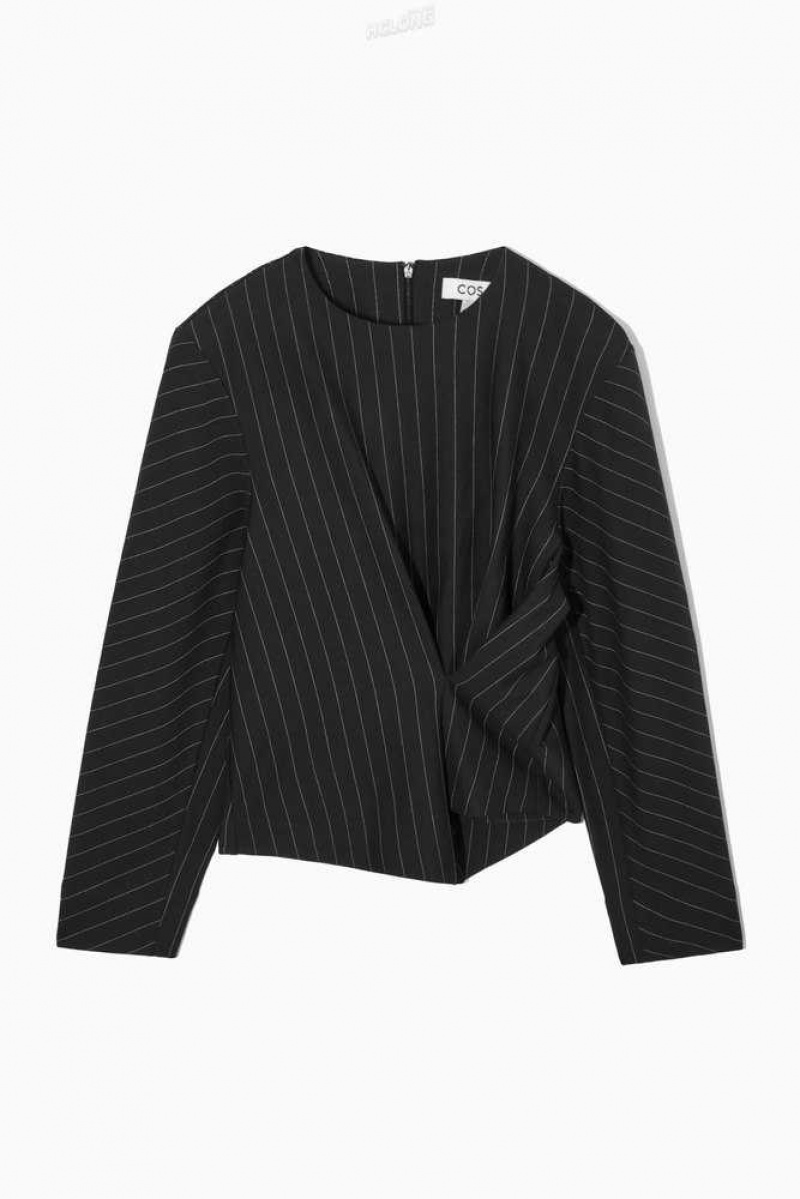 COS Pinstriped Draped Top Oberteile Damen | 2610-KLVPQ