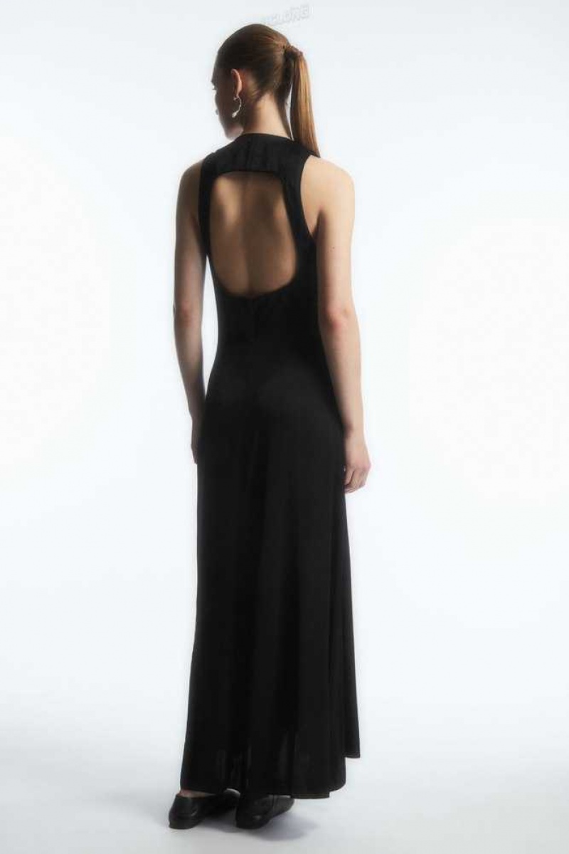 COS Plunge Open-Back Maxi Kleider Kleid Damen | 2041-AKDQT