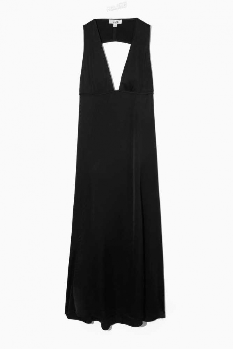 COS Plunge Open-Back Maxi Kleider Kleid Damen | 2041-AKDQT