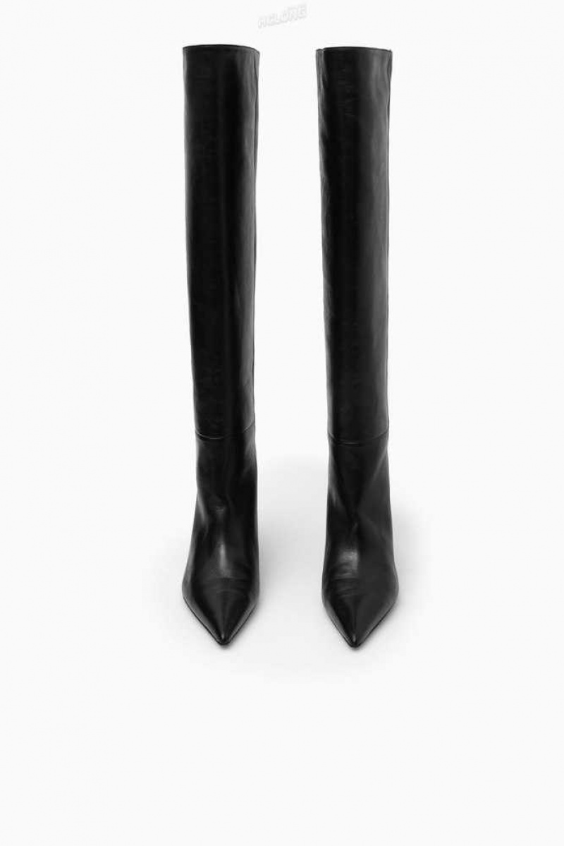 COS Pointed-Kappe Leder Knee-High Boots Stiefel Damen | 5297-TBVUM