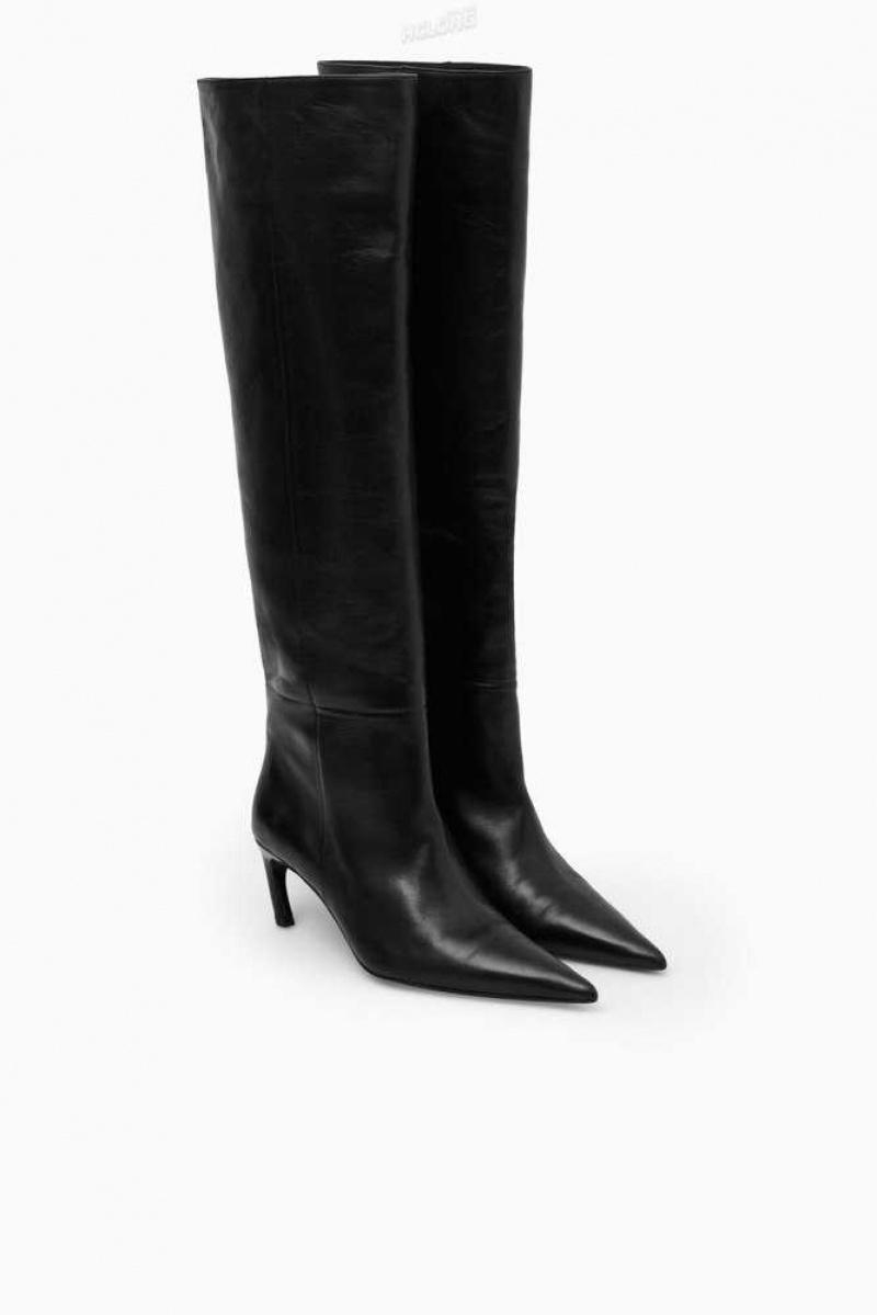 COS Pointed-Kappe Leder Knee-High Boots Stiefel Damen | 5297-TBVUM