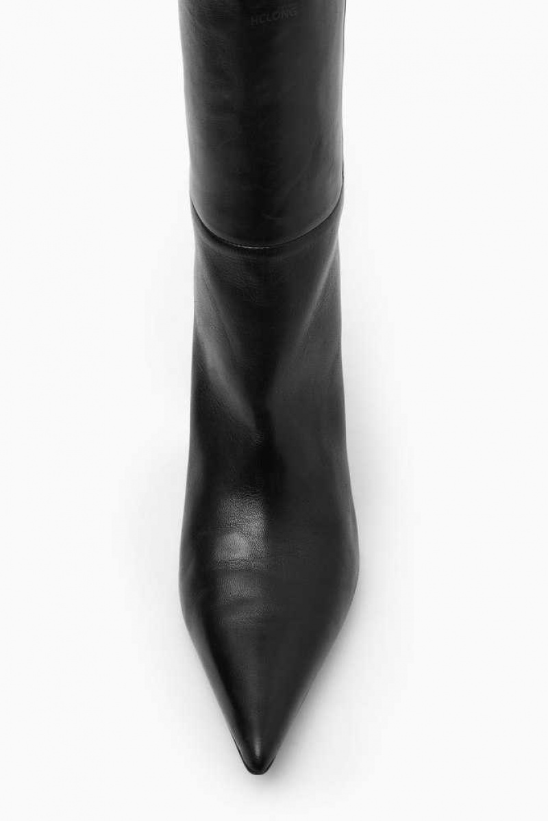 COS Pointed-Kappe Leder Knee-High Boots Stiefel Damen | 5297-TBVUM