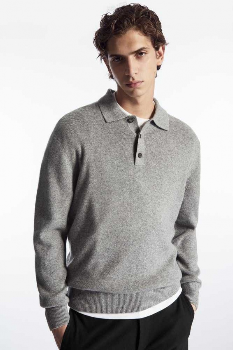 COS Pure Cashmere Polo Shirt Strickwaren Herren | 0614-ZTDPX