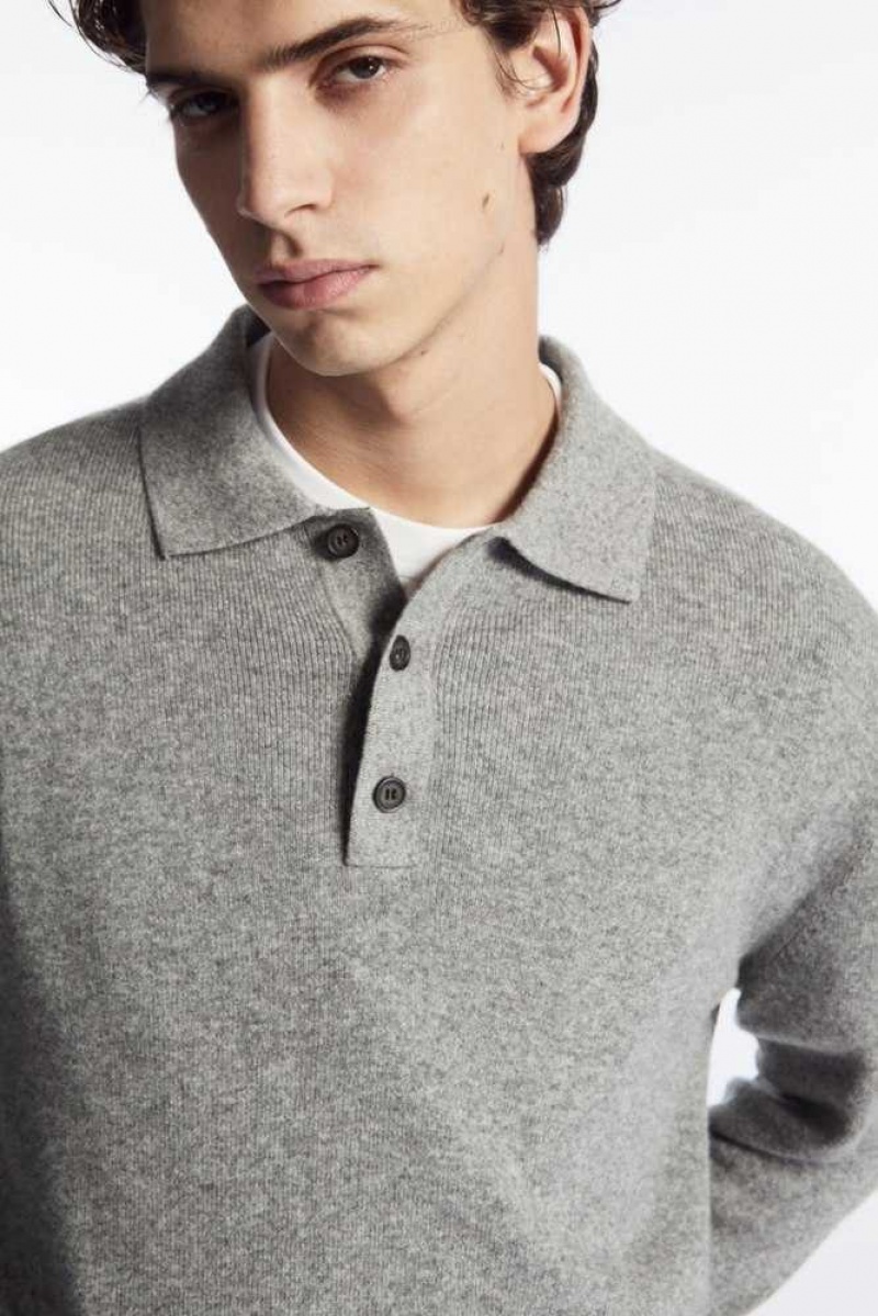 COS Pure Cashmere Polo Shirt Strickwaren Herren | 0614-ZTDPX