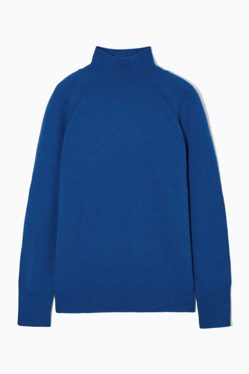 COS Pure Cashmere Turtleneck Pullover Damen Blau | 5138-DOPCV