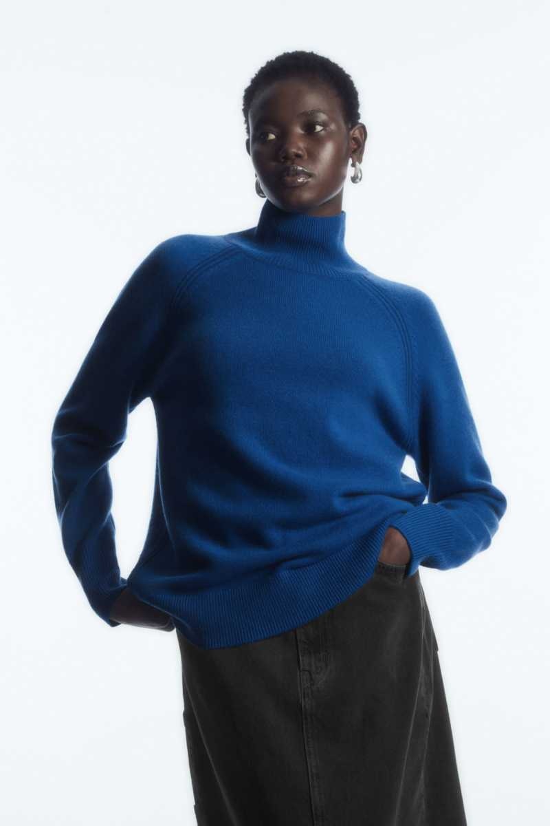 COS Pure Cashmere Turtleneck Pullover Damen Blau | 5138-DOPCV