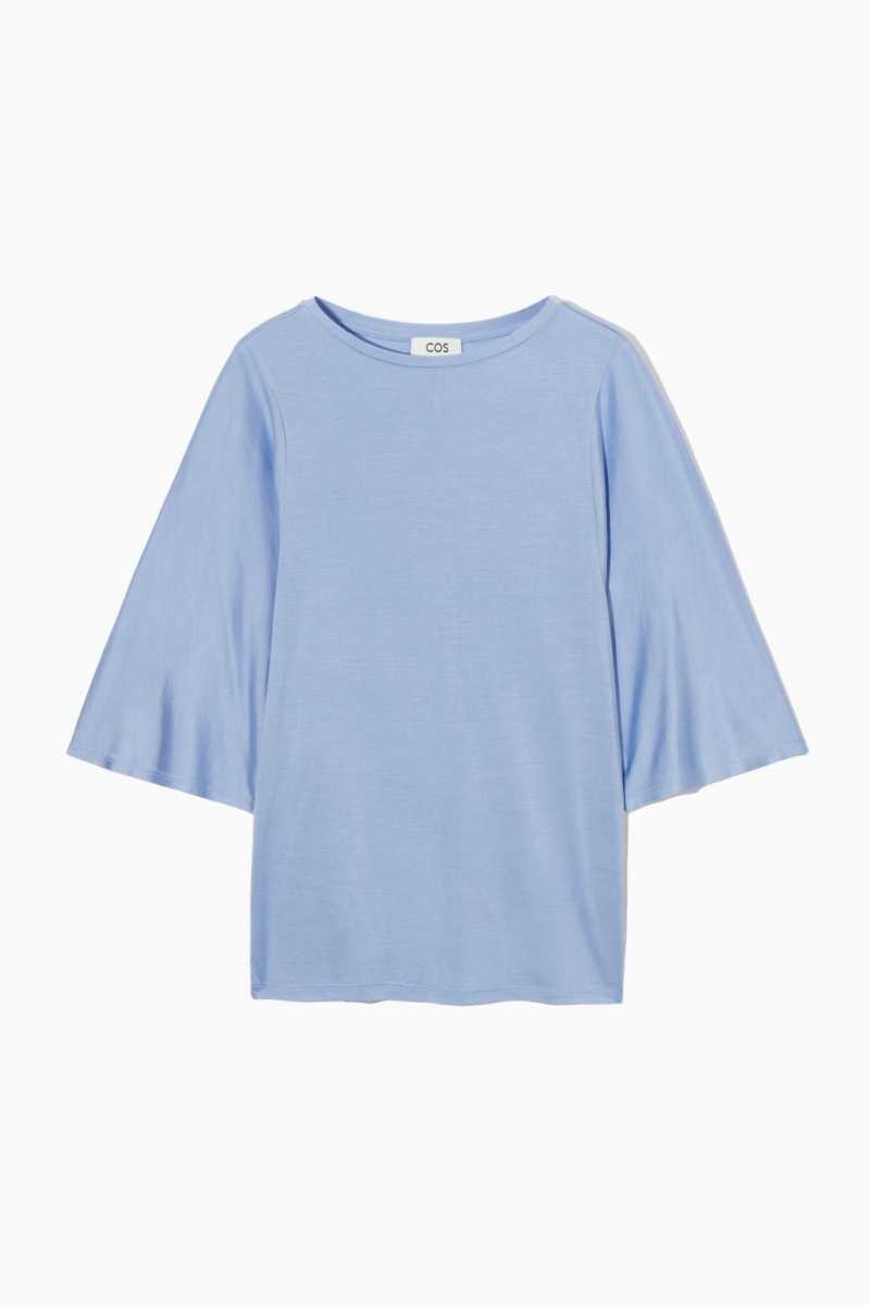 COS Pure Mulberry Silk T-shirts Damen Hellblau | 9721-IDQJG