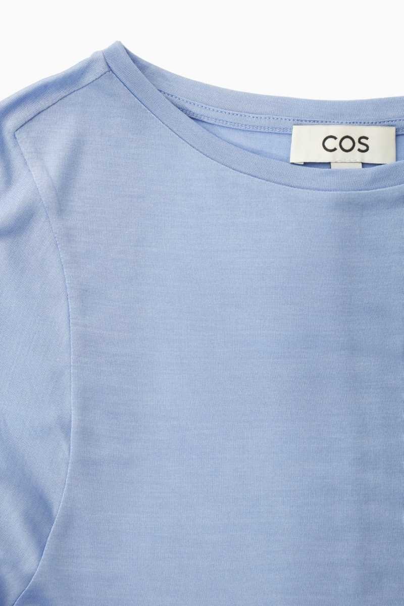 COS Pure Mulberry Silk T-shirts Damen Hellblau | 9721-IDQJG