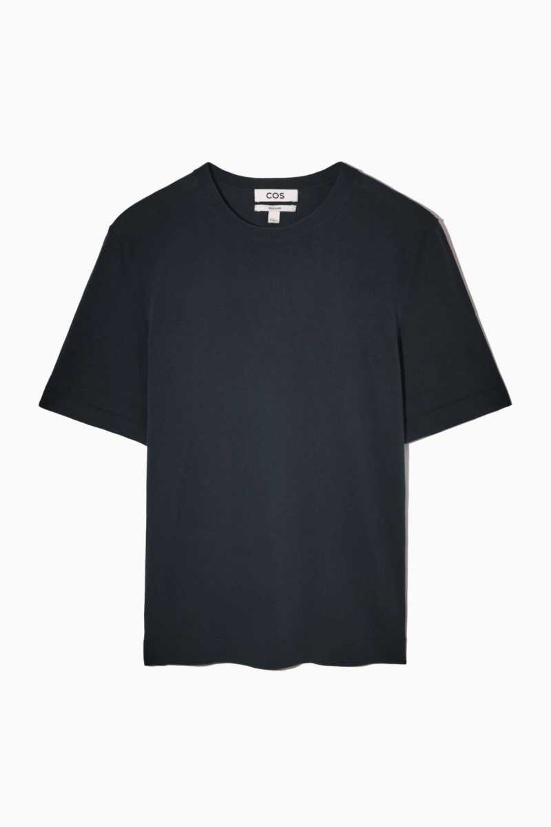 COS Regular-Fit Gestrickt-Cuff T-shirts Herren Navy | 7913-FKZCV