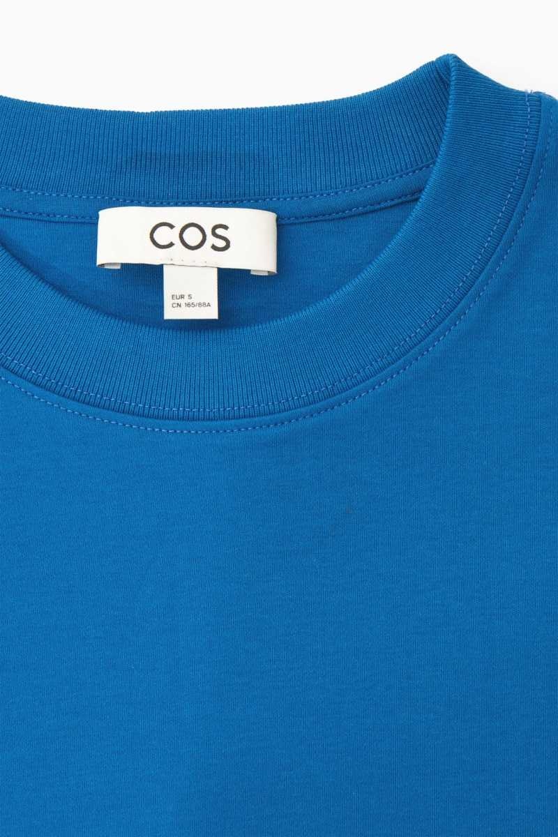 COS Regular-Fit Heavyweight Long-Sleeved T-shirts Damen Blau | 4165-JUSFQ