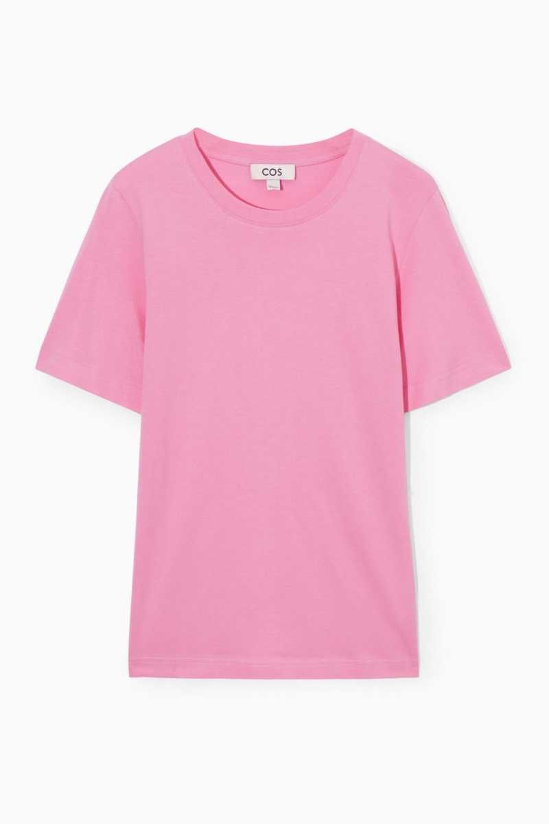 COS Regular Fit T-shirts Damen Rosa | 3874-UTELY