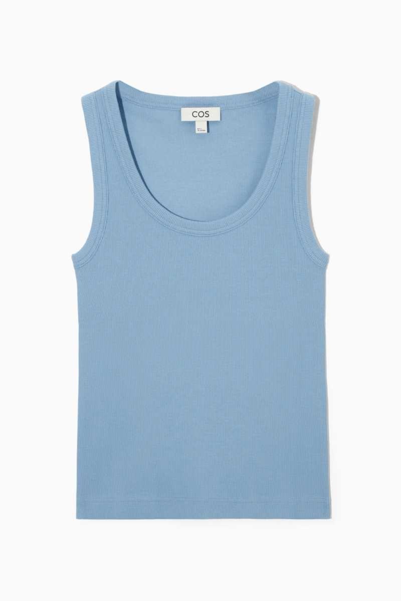 COS Scoop-Neck Gerippt Tanktop Damen Hellblau | 3478-ENYAX