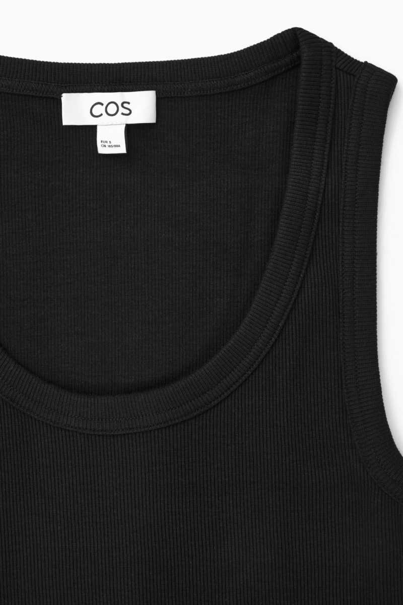 COS Scoop-Neck Gerippt Tanktop Damen Schwarz | 4318-VSCLN