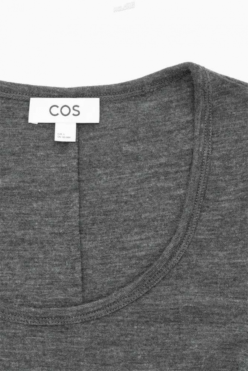 COS Scoop-Neck Merino Wolle Long-Sleeved Top Strickwaren Damen | 9573-DATOK