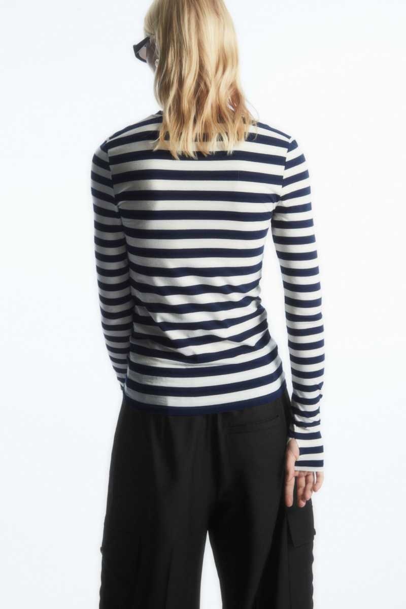 COS Slim-Fit Long-Sleeve Oberteile Damen Navy | 2689-CFQXN