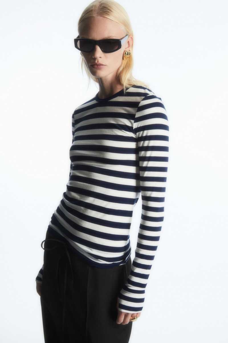 COS Slim-Fit Long-Sleeve Oberteile Damen Navy | 2689-CFQXN