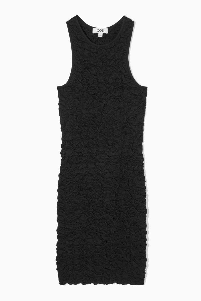 COS Smocked Tank Kleid Damen Schwarz | 1593-SPGCD