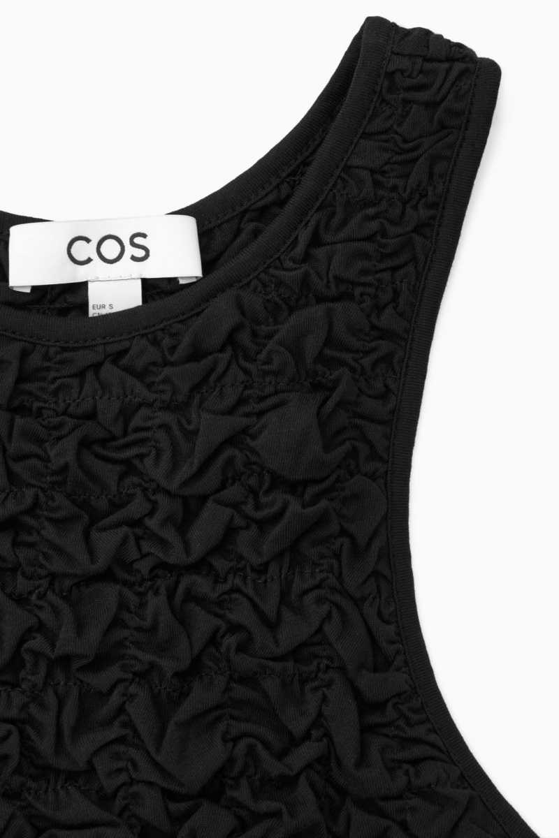 COS Smocked Tank Kleid Damen Schwarz | 1593-SPGCD