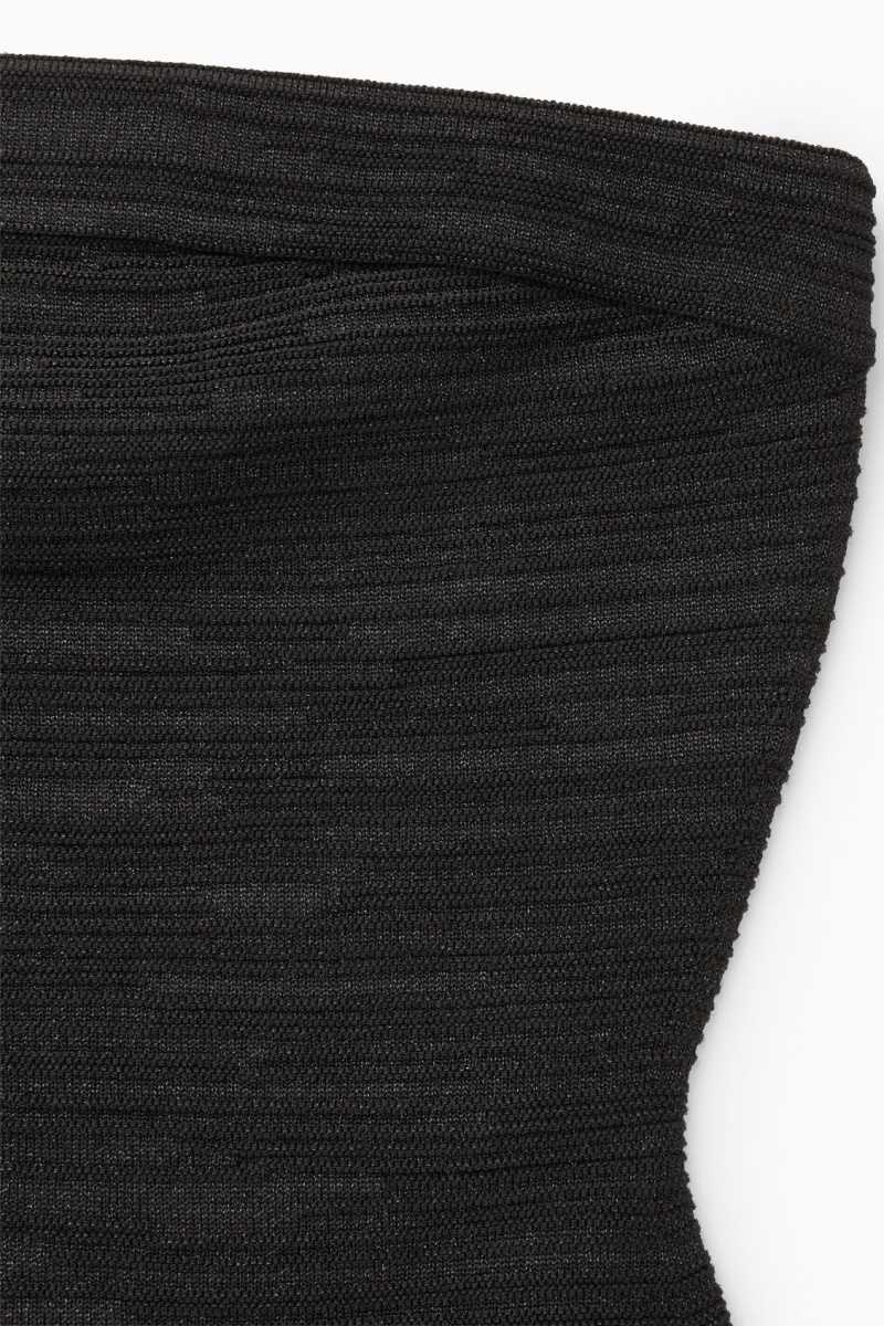 COS Sparkly Textured Bandeau Oberteile Damen Schwarz | 7842-QPKBO