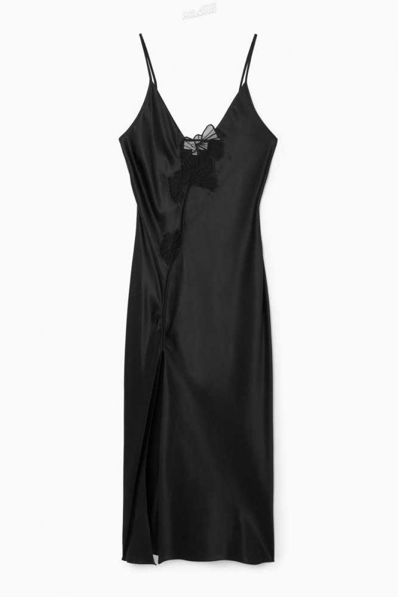 COS Spitze-Paneled Silk Slip Kleider Kleid Damen | 2395-KPBJX