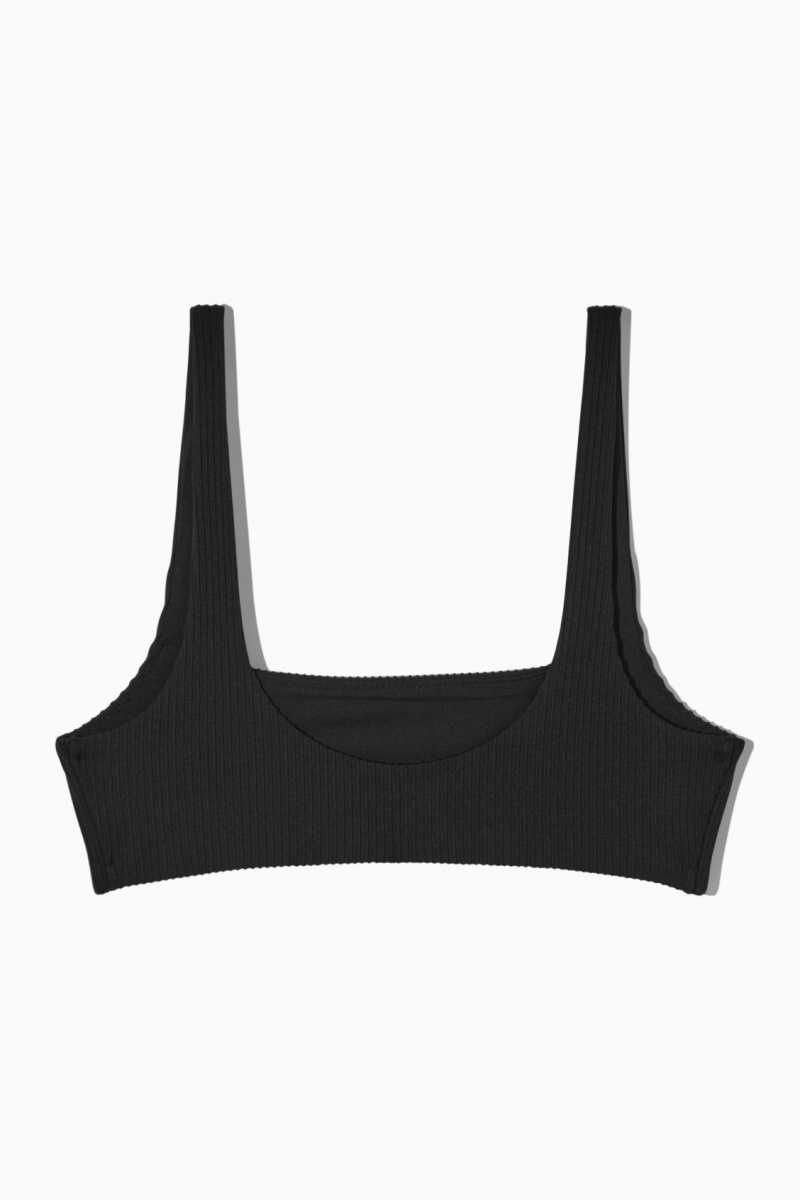 COS Square-Neck Gerippt Bikini Bademode Damen Schwarz | 8126-TNZIX