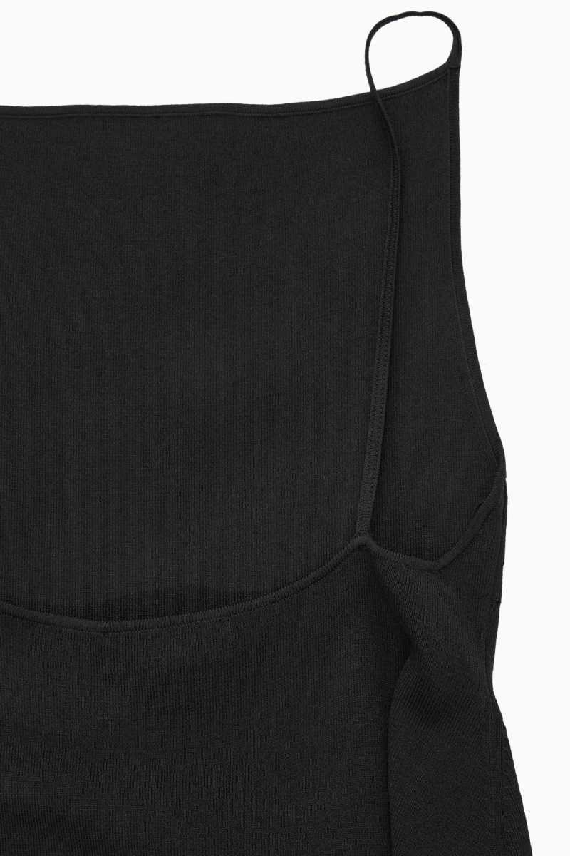 COS Square-Neck Gestrickt Midi Slip Kleid Damen Schwarz | 1895-VAZNQ