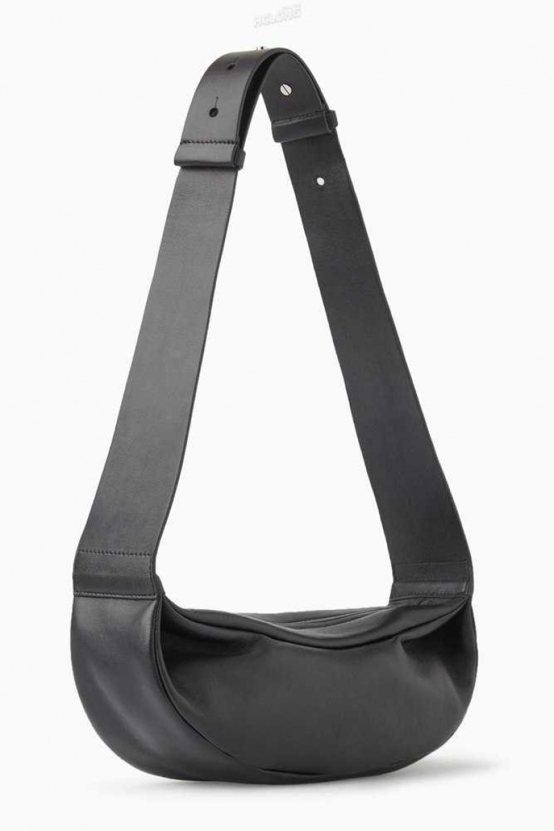 COS Swing Crossbody - Leder Taschen Damen Schwarz | 6823-VEYIW