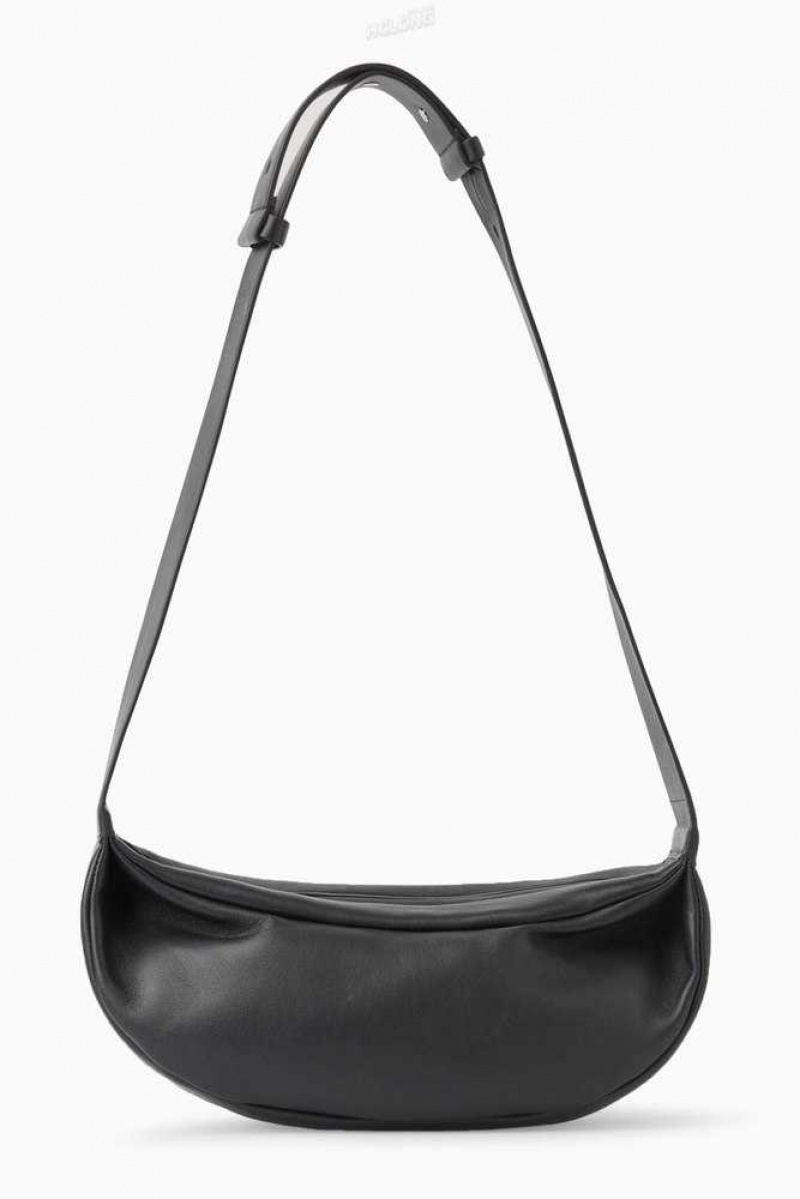 COS Swing Crossbody - Leder Taschen Damen Schwarz | 6823-VEYIW