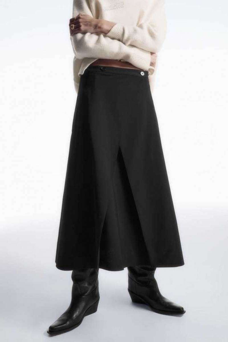 COS Tailored Wolle Midi Wrap Skirt Röcke Damen | 2306-UGYQD