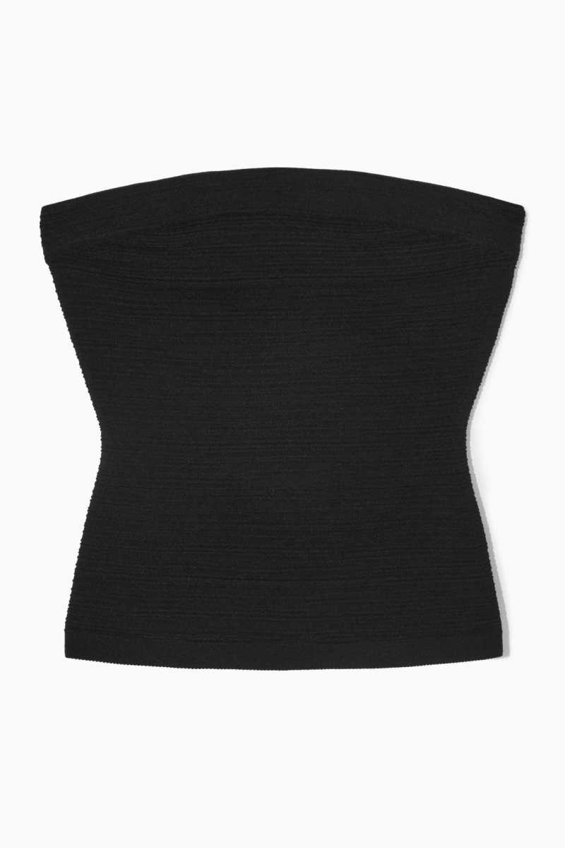 COS Textured Bandeau Oberteile Damen Schwarz | 3562-BCQLI