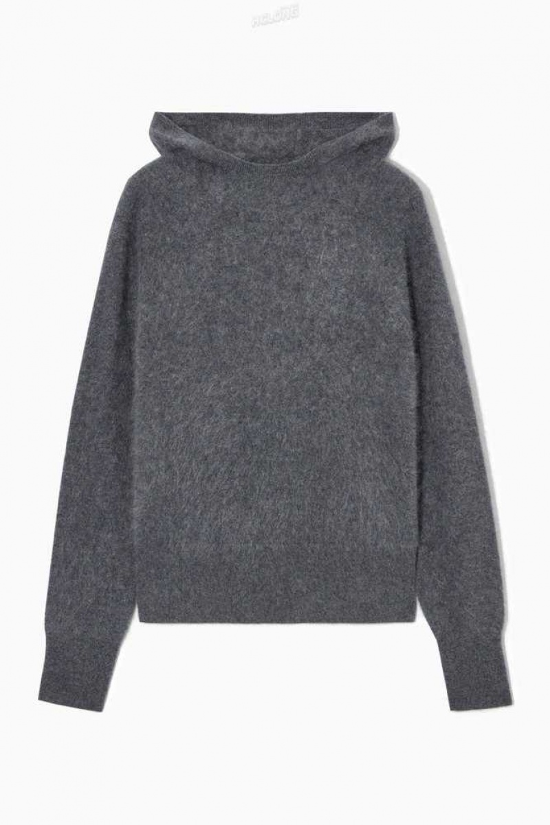 COS Textured Pure Cashmere Hoodie Pullover Damen | 2384-BGOVN