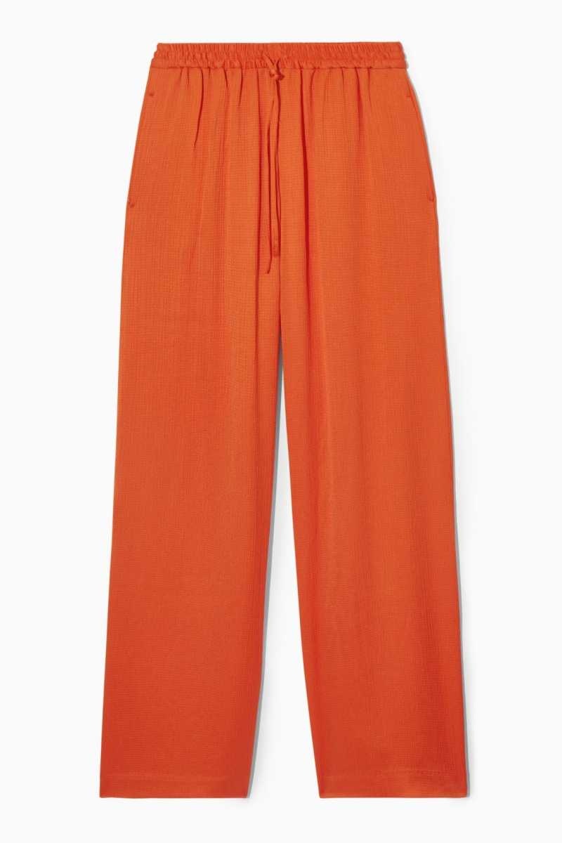 COS Textured Weite-Leg Drawstring Hose Damen Hellorange | 6581-JKHBM