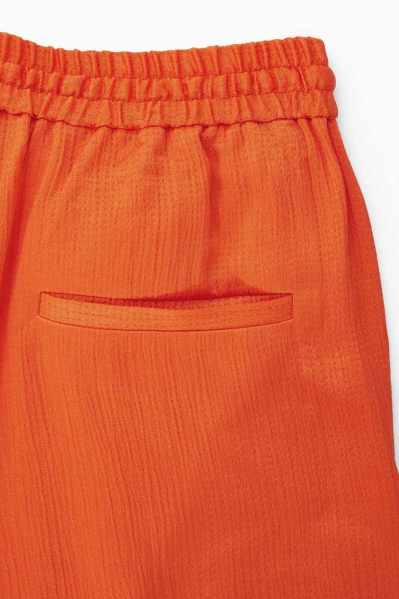 COS Textured Weite-Leg Drawstring Hose Damen Hellorange | 6581-JKHBM