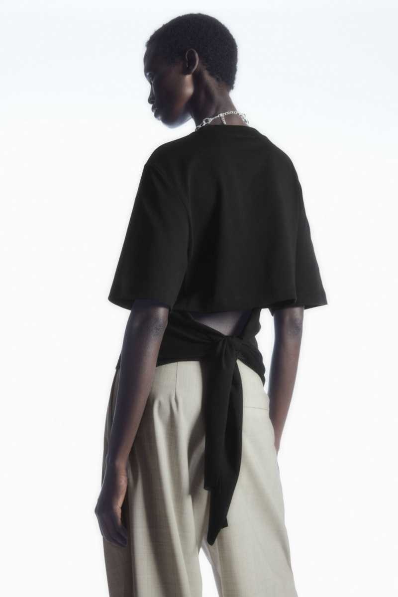 COS The Bow Back T-shirts Damen Schwarz | 5641-XDAHQ