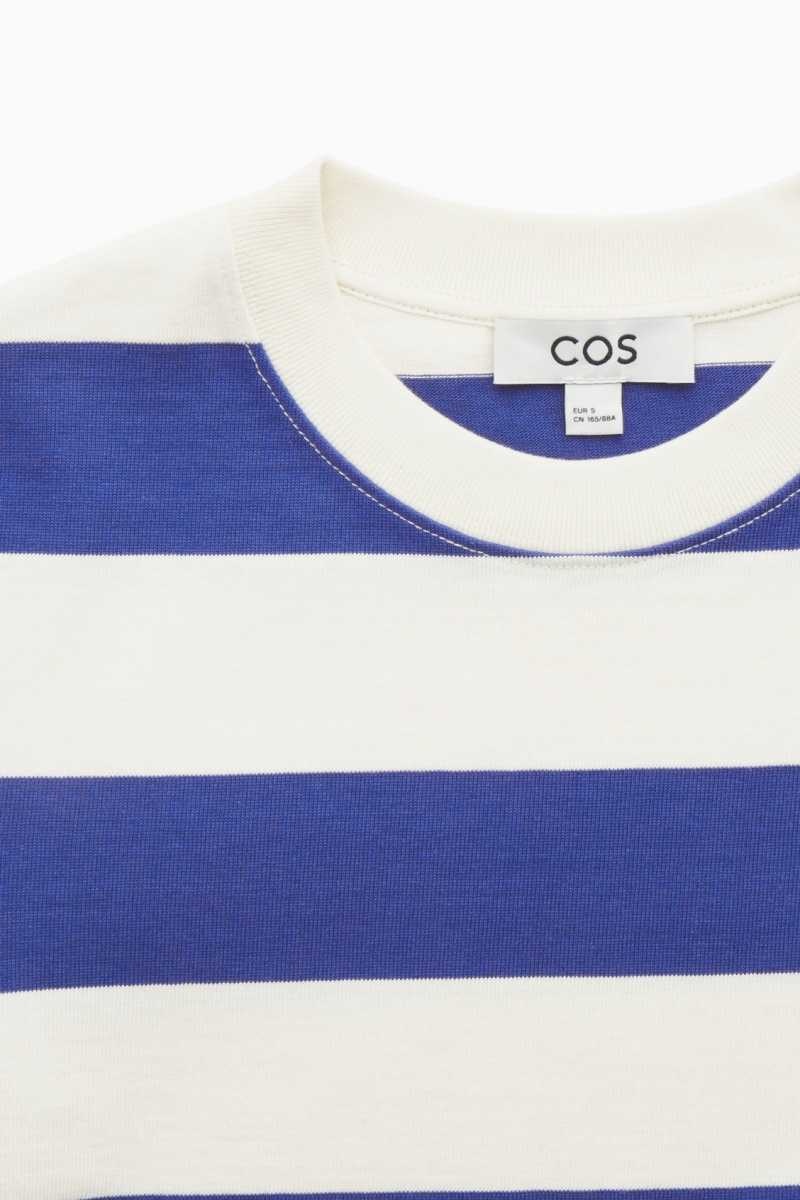 COS The Clean Cut T-shirts Damen Blau Weiß | 7619-QBNEI