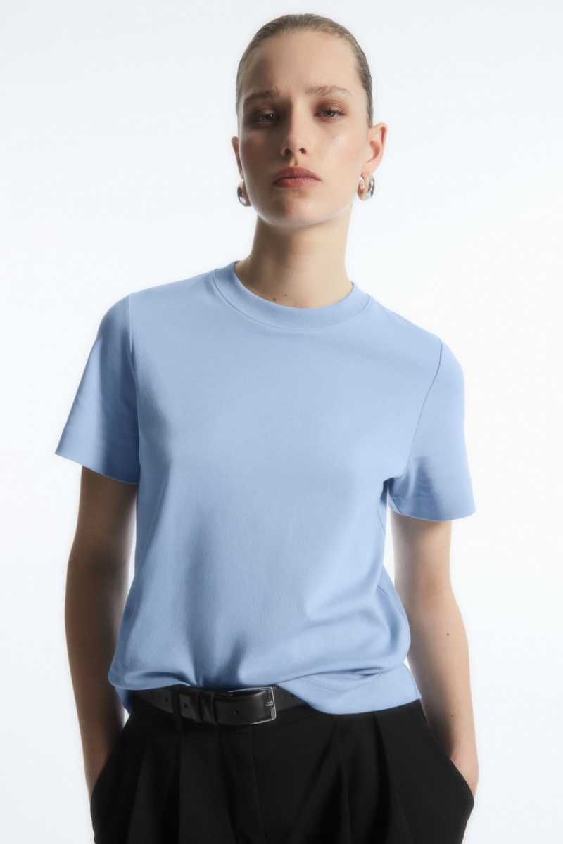 COS The Clean Cut T-shirts Damen Hellblau | 7593-XKSOG