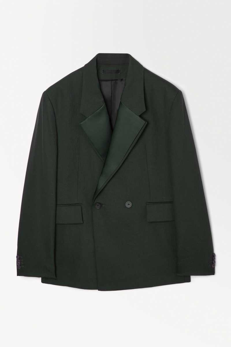 COS The Double-Breasted Wolle Tuxedo Jacken Herren Dunkelgrün | 1850-EVTBH