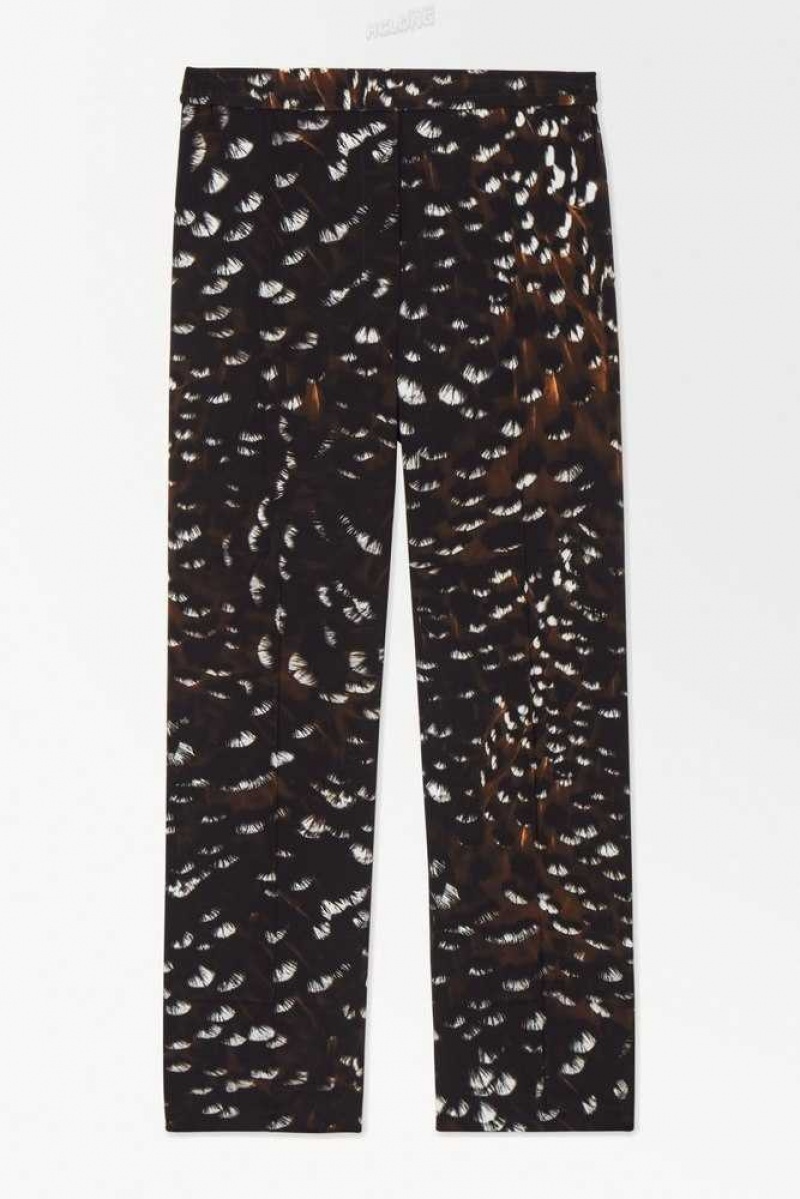 COS The Feather-Print Silk Trousers Hose Damen | 7594-PUONM