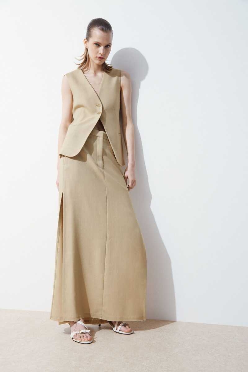 COS The High-Slit Maxi Pencil Röcke Damen Beige | 0783-CKAUJ