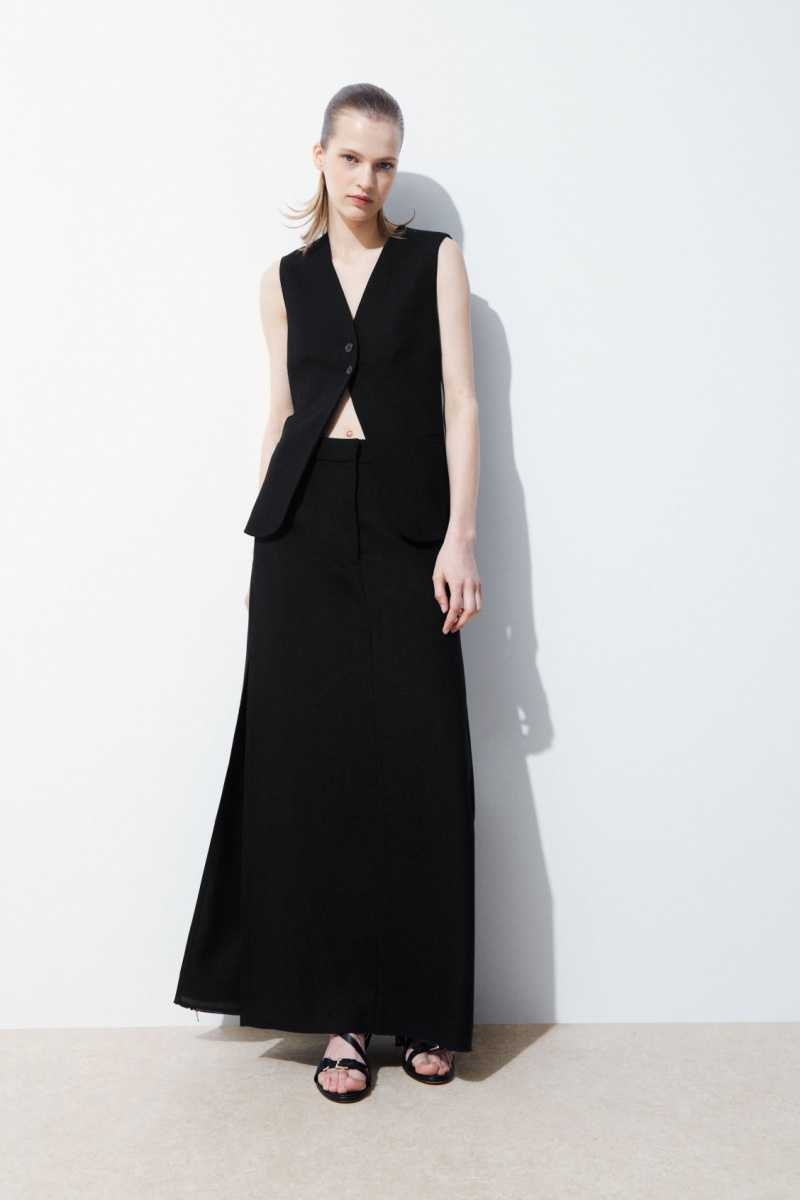 COS The High-Slit Maxi Pencil Röcke Damen Schwarz | 3879-REJVT