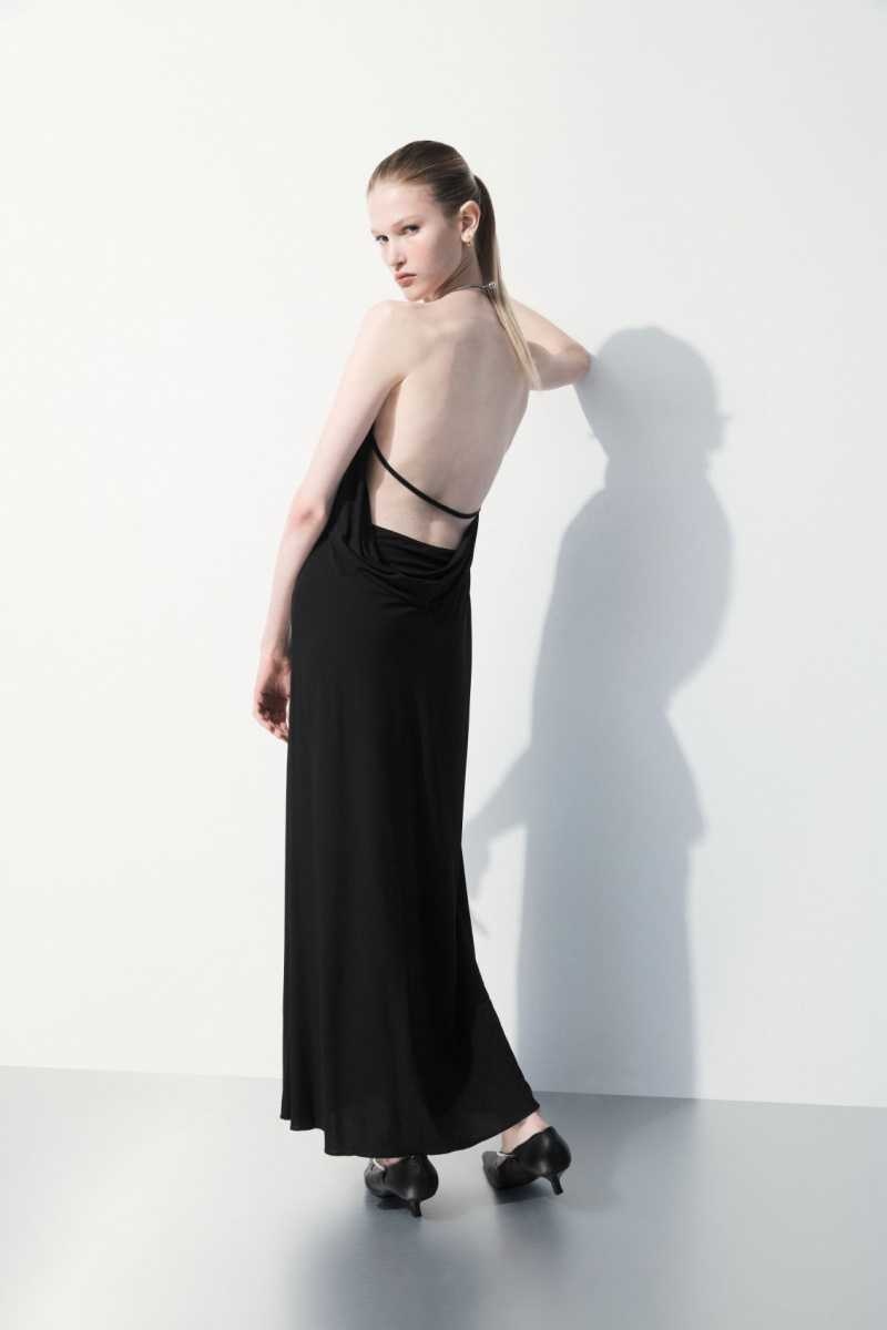 COS The Open-Back Necklace Kleid Damen Schwarz | 9134-OUHIC